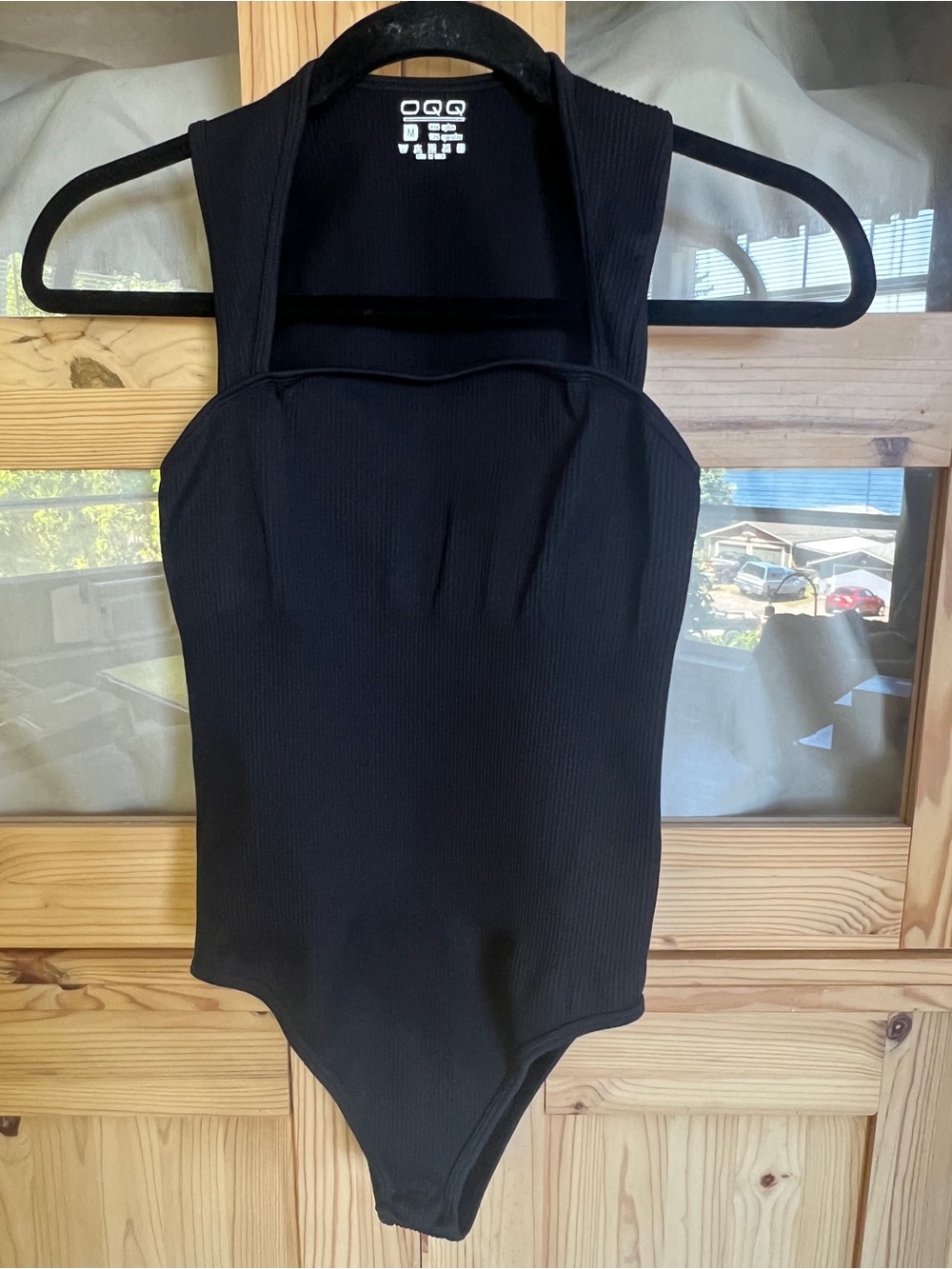 Black Ribbed Halter Bodysuit - Women